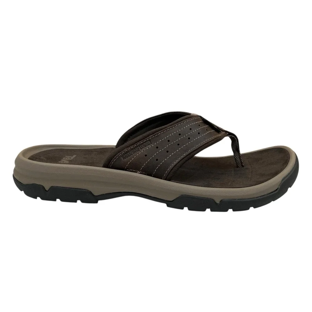 Teva Langdon Men's Leather Thong Flip Flop Sandals Size 9 Brown Casual Comfort